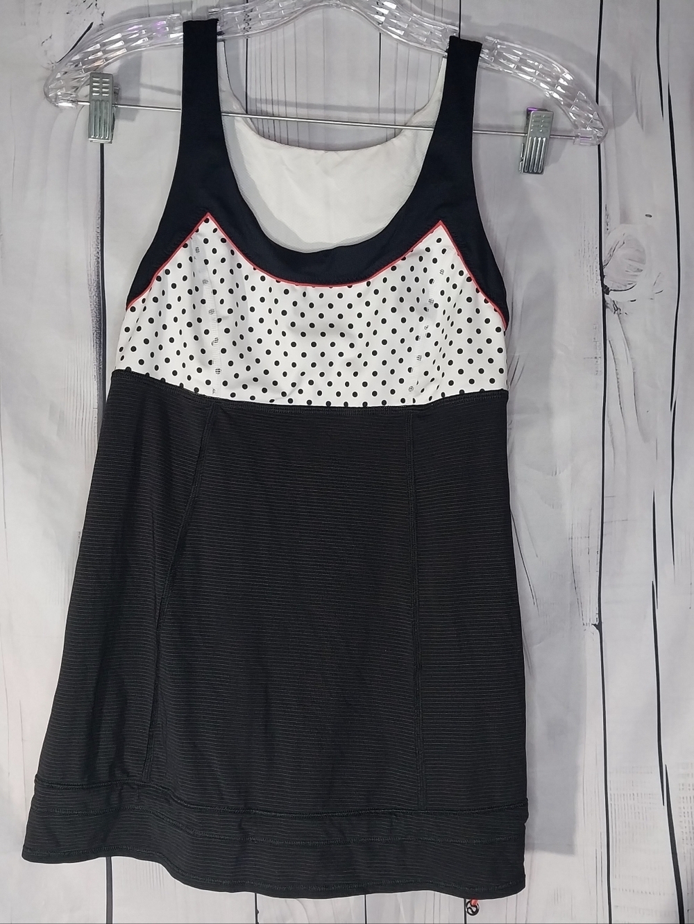 Lululemon Run Ta Ta Topper Athletic Tank Top In Black/Mod Dot Printed Back